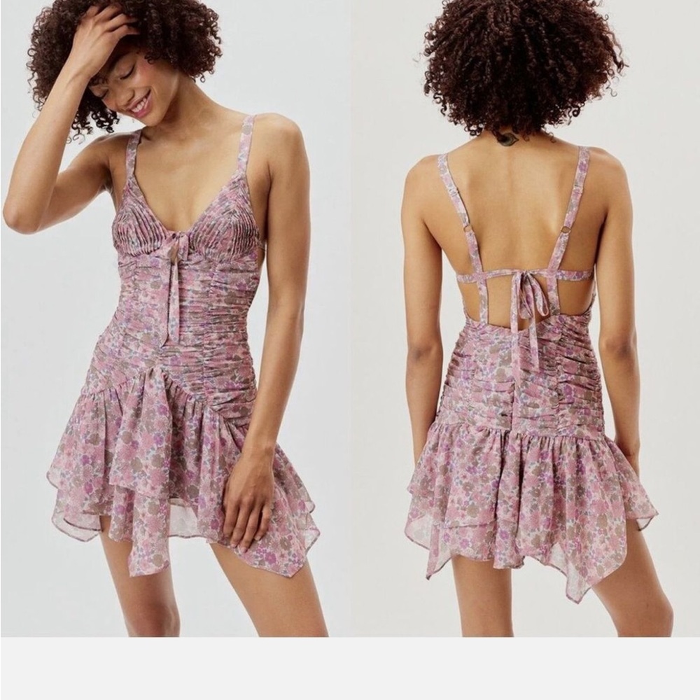 For love and lemons pink floral Kacey mini dress. Size XS.